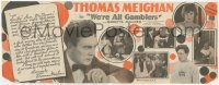 3p1625 WE'RE ALL GAMBLERS herald 1927 boxer Thomas Meighan & Marietta Milner in New York, rare!