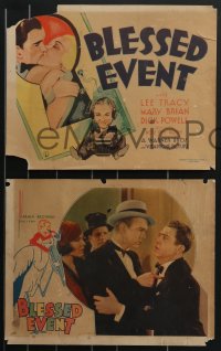 3p1543 BLESSED EVENT 3 LCs 1932 w/ title card art of Brian & Dick Powell kissing in keyhole, rare!