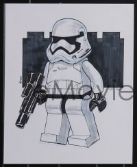 3p1680 STAR WARS 5 signed 8x10 original art 2015 by artist Timothy Anderson, w/ Lego Stormtrooper!
