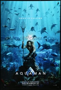 3r0656 AQUAMAN teaser DS 1sh 2018 DC, Jason Momoa in title role with great white sharks and more!