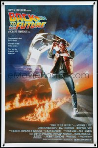 3r0665 BACK TO THE FUTURE studio style 1sh 1985 art of Michael J. Fox & Delorean by Drew Struzan!