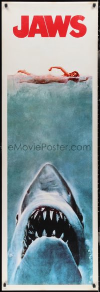 3r0056 JAWS 21x62 Spanish commercial poster 2000s Spielberg's man-eating shark attacking swimmer!