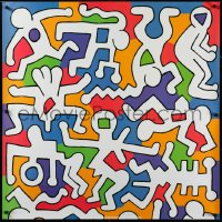 3r0058 KEITH HARING 36x36 Italian commercial poster 1990s wild and colorful artwork!