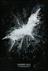 3r0717 DARK KNIGHT RISES teaser DS 1sh 2012 image of Batman's symbol in broken buildings!