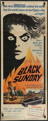 3r0182 BLACK SUNDAY insert 1961 Mario Bava, deep in this demon's eyes is a hidden unspeakable secret