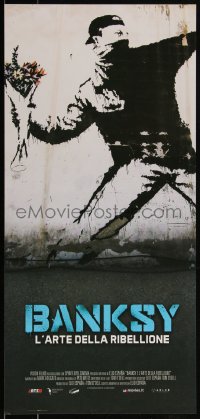 3r0177 BANKSY & THE RISE OF OUTLAW ART Italian locandina 2020 art of rioter 'throwing' flowers!