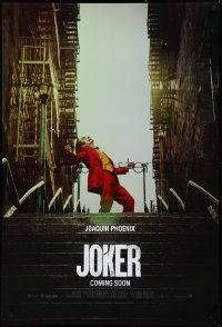 3r0821 JOKER int'l teaser DS 1sh 2019 Joaquin Phoenix as the DC Comics villain at the top of the steps!