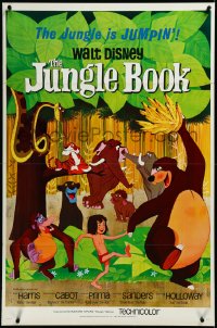 3r0822 JUNGLE BOOK 1sh 1967 Walt Disney cartoon classic, great image of Mowgli & friends!