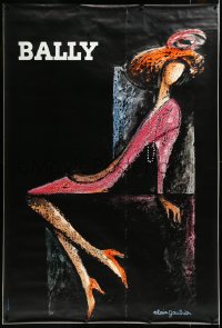 3r0062 BALLY 47x69 French advertising poster 1970s cool artwork of woman by Alain Gauthier!