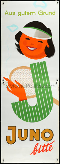 3r0068 JUNO tennis style 33x93 German advertising poster 1950s Walter Muller smoking art!