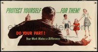 3r0026 PROTECT YOURSELF FOR THEM 28x54 motivational poster 1952 your part - work makes a difference!