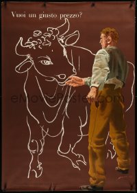 3r0052 VUOI UN GIUSTO PREZZO 36x50 Swiss special poster 1949 Hans Erni art of a man and cow, rare!