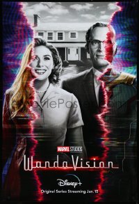 3r0598 WANDAVISION DS tv poster 2021 Elizabeth Olsen & Paul Bettany in the title roles in b/w!