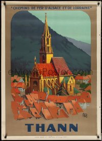 3r0132 THANN 30x42 French travel poster 1920s 'Alo' Hallo art of St Theobald's Church, ultra rare!