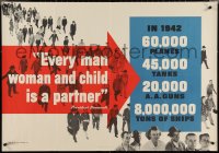 3r0133 EVERY MAN WOMAN & CHILD IS A PARTNER 28x40 WWII war poster 1942 high production goals!