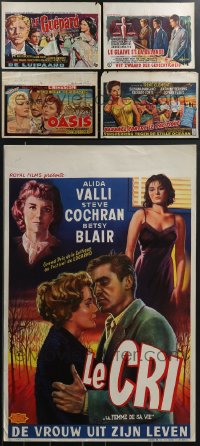 3s0202 LOT OF 5 MOSTLY FORMERLY FOLDED BELGIAN POSTERS 1950s-1960s a variety of cool movie images!
