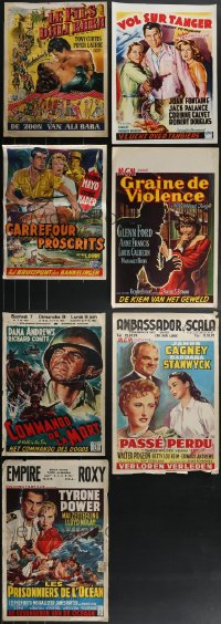 3s0200 LOT OF 7 FORMERLY FOLDED BELGIAN POSTERS 1950s great images from a variety of movies!