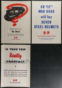 3s0129 LOT OF 3 SOUTHERN PACIFIC WARTIME TRAVEL POSTERS 1940s is your trip really essential!