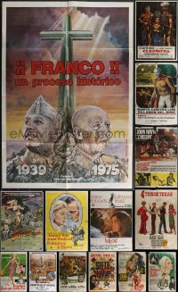 3s0059 LOT OF 17 FORMERLY FOLDED SPANISH POSTERS 1960s-1970s a variety of cool movie images!