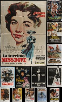 3s0063 LOT OF 13 FORMERLY FOLDED SPANISH POSTERS 1960s-1980s a variety of cool movie images!