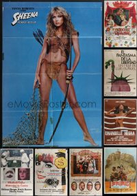 3s0065 LOT OF 11 FORMERLY FOLDED SPANISH POSTERS 1960s-1980s a variety of cool movie images!