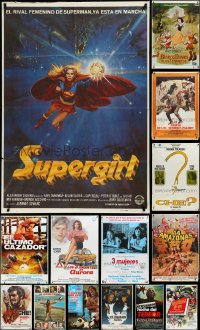 3s0056 LOT OF 20 FORMERLY FOLDED SPANISH POSTERS 1970s-1980s a variety of cool movie images!
