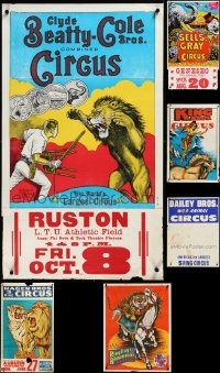 3s0029 LOT OF 6 FORMERLY FOLDED CIRCUS POSTERS SHOWING ANIMALS 1940s-1950s Ringing Bros & more!