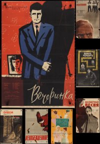 3s0054 LOT OF 10 FORMERLY FOLDED RUSSIAN POSTERS 1950s-1960s a variety of cool movie images!
