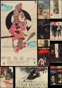 3s0053 LOT OF 11 FORMERLY FOLDED RUSSIAN POSTERS 1950s-1970s a variety of cool movie images!