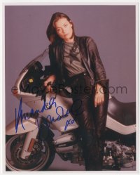 3t1068 AMANDA DONOHOE signed color 8x10 REPRO photo 2000s the sexy English actress by motorcycle!