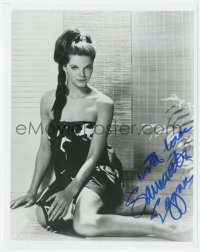 3t1182 SAMANTHA EGGAR signed 8x10 REPRO photo 1980s sexy seated portrait wearing a sarong!