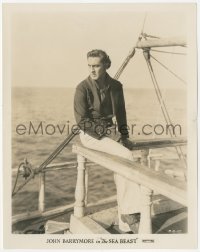3t1506 SEA BEAST 8x10.25 still 1926 great portrait of John Barrymore as Captain Ahab on his ship!