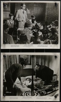 3t1697 TO KILL A MOCKINGBIRD 2 8x10 stills 1962 Gregory Peck w/ kids & mob + Jem unconscious in bed!