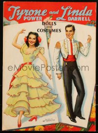 3t0375 TYRONE POWER JR./LINDA DARNELL softcover book 1941 cool cut-out paper dolls with costumes!