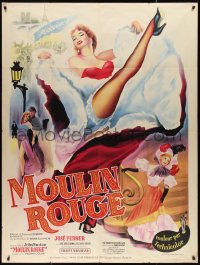 3t0034 MOULIN ROUGE French 1p R1950s wonderful different art of sexy French showgirl kicking leg!