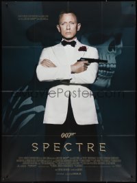 3t0044 SPECTRE French 1p 2015 great image of Daniel Craig as James Bond with villain background!