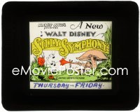 3t1289 SILLY SYMPHONY glass slide 1930s Disney cartoon, great art of bug playing flute, ultra rare!
