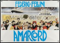 3t0053 AMARCORD Italian 1p R1980s Federico Fellini classic comedy, art by Giuliano Geleng!