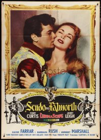 3t0057 BLACK SHIELD OF FALWORTH Italian 1p 1954 romantic close-up of Tony Curtis & Janet Leigh!