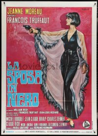 3t0060 BRIDE WORE BLACK Italian 1p 1968 Francois Truffaut, art of Jeanne Moreau with gun by Colizzi!