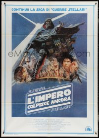 3t0074 EMPIRE STRIKES BACK Italian 1p 1980 George Lucas classic, great montage art by Tom Jung!