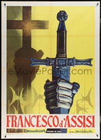3t0075 FRANCIS OF ASSISI teaser Italian 1p 1961 Curtiz's story of the Crusades, Manno art, rare!