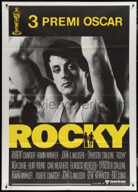 3t0120 ROCKY awards Italian 1p 1977 c/u of boxer Sylvester Stallone, winner of 3 Academy Awards!