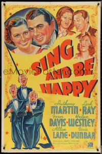 3t1012 SING & BE HAPPY style B 1sh 1937 Anthony Martin, Leah Ray, Joan Davis, ultra rare!