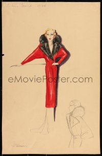 3t0001 THELMA TODD 2-sided 11x18 signed costume drawing 1934 outfits designed by Edward Stevenson!