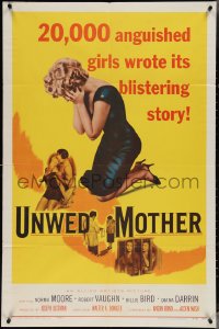 3t1055 UNWED MOTHER 1sh 1958 Norma Moore & Robert Vaughn, 20,000 anguished girls wrote this story!