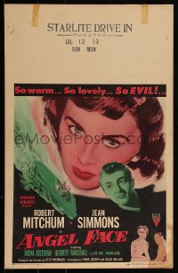 3t0143 ANGEL FACE WC 1953 Robert Mitchum, pretty heiress Jean Simmons, Otto Preminger, different!