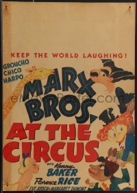 3t0145 AT THE CIRCUS WC 1939 wonderful different Al Hirschfeld Marx Brothers art, ultra rare!