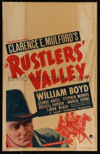 3t0242 RUSTLER'S VALLEY WC 1937 great close up of William Boyd as Hopalong Cassidy, ultra rare!