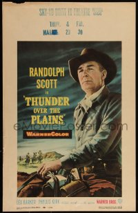 3t0262 THUNDER OVER THE PLAINS WC 1953 cowboy Randolph Scott in a tornado of adventure, ultra rare!